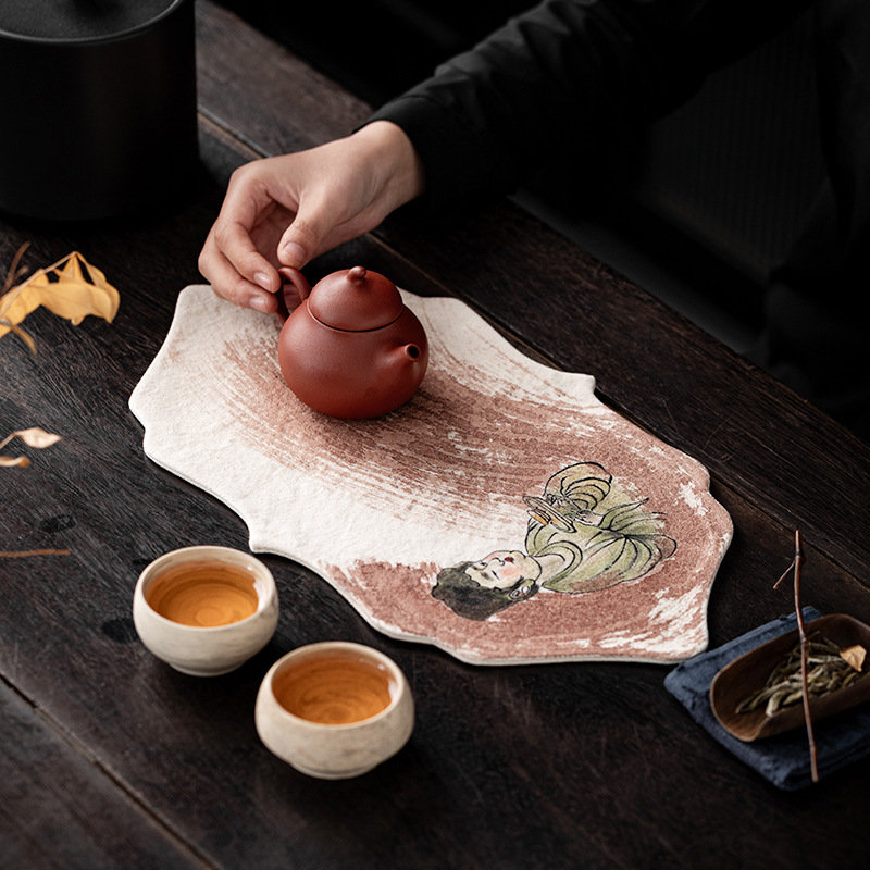 Table Runner - El İşlemesi, Çilek Renginde Boyanmış, Zen