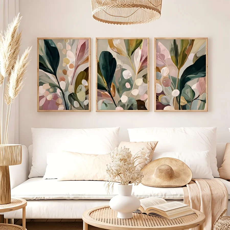 Abstract Canvas Set - Büyük boy, 3 parçadan oluşan set,