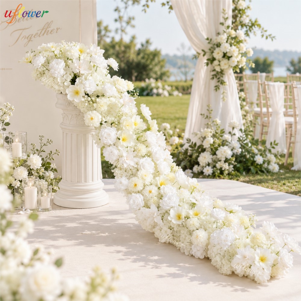 Uflower Beyaz Gül ve Ortanca Y - Table Runner incelemesi ve fiyatı