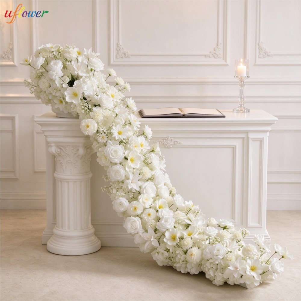 Uflower Beyaz Gül ve Ortanca Y - Table Runner incelemesi ve fiyatı