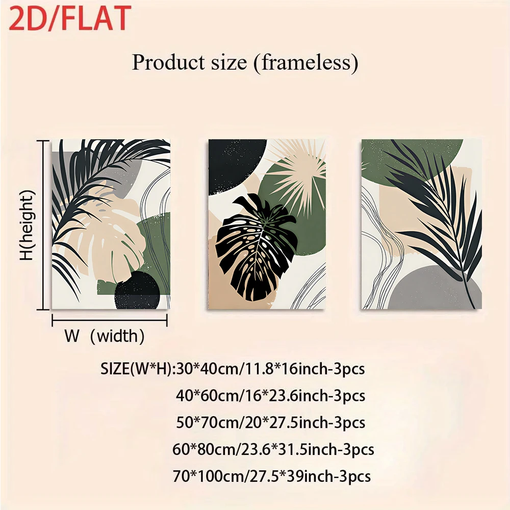 Çoklu boyutlarda, çerçevesiz 3 - Abstract Canvas Set incelemesi ve fiyatı